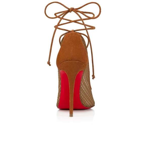 Christian Louboutin Peropik 100 Biscotto Brown Suede Lace Up Tie Heel Pump 37 - Picture 10 of 12